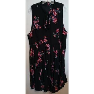 Torrid Black Floral Sleeveless Size 22 Dress Bow Neckline Career Office Church